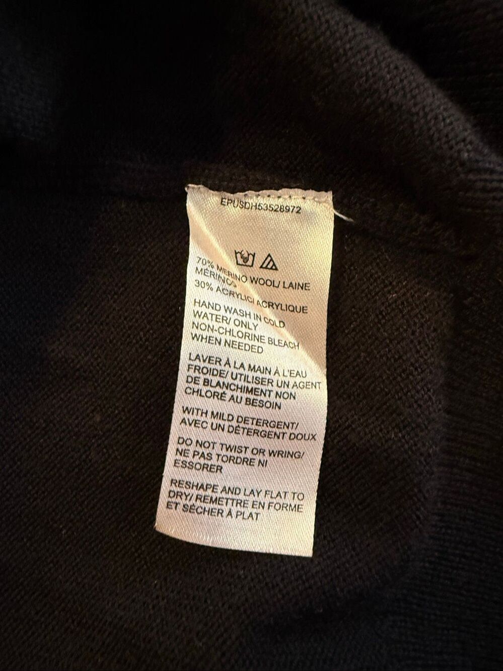 Saks Fifth Avenue Youth Black Merino Blend Crewneck Pullover Hoodie Size Small - Picture 7 of 8